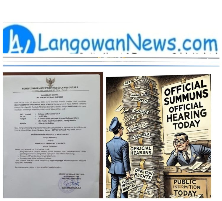 INAKOR: Sekda Manado Harus Hormati Panggilan Lembaga Negara dan Tidak Boleh Entengkan Sidang Komisi Informasi