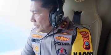 Gunakan Heli Bell 429/P-3202, Kapolda Sulut Lakukan Pantauan Lalin Kota Manado dan Operasi Lilin Samrat di Minsel