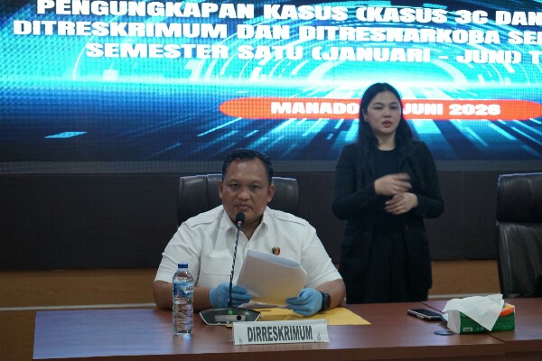 Dirreskrimum Polda Sulut Paparkan Capaian Pengungkapan Kasus Semester I Tahun 2026