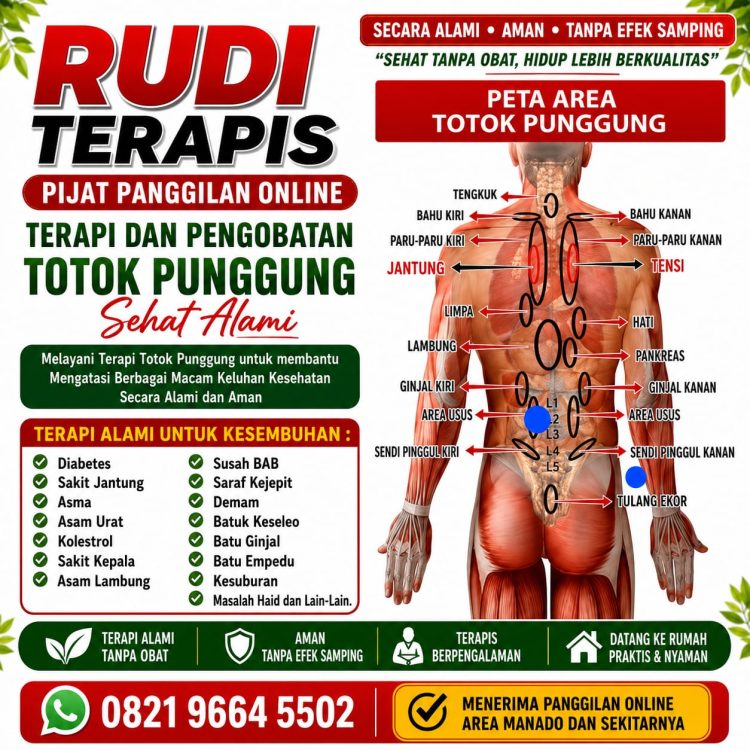 Rudi Terapis Hadirkan Layanan Totok Punggung, Bisa Dipanggil ke Rumah di Manado