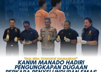 Dua WNA Tiongkok Diamankan di Bandara Sam Ratulangi, Bawa 16 Batang Logam Diduga Emas